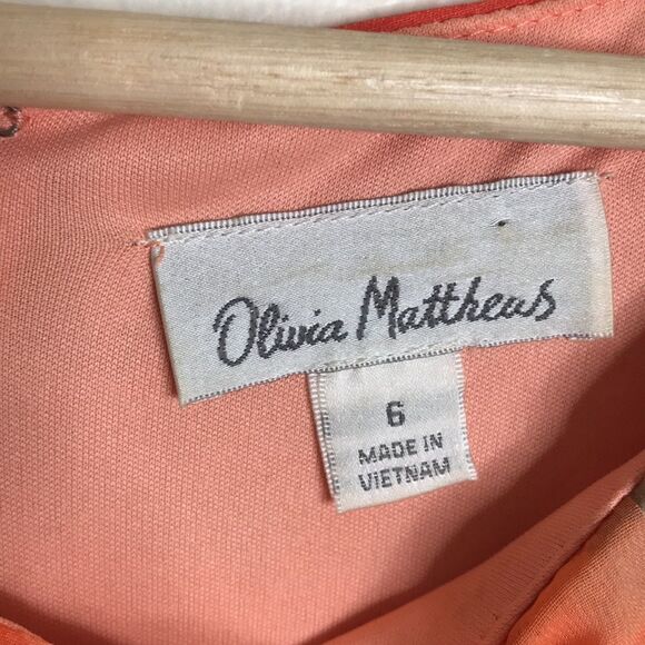Olivia Matthews Women's Dress Coral/Peach Round-neck Sleeveless size 6 - Picture 6 of 12